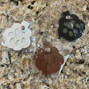 New - Paw Print Leather Keychains Set